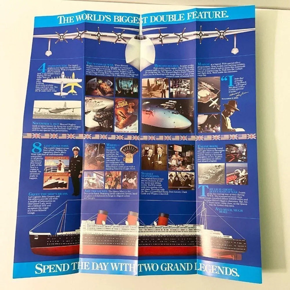 Vintage 80s Queen Mary and  the Spruce Goose Brochures Pamphlets Guide Map - Picture 4 of 16